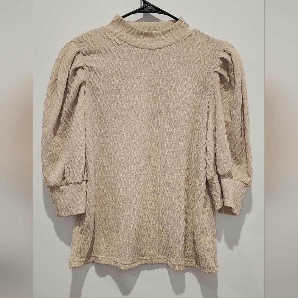 SHEIN Cream Textured Knit Top Size - L